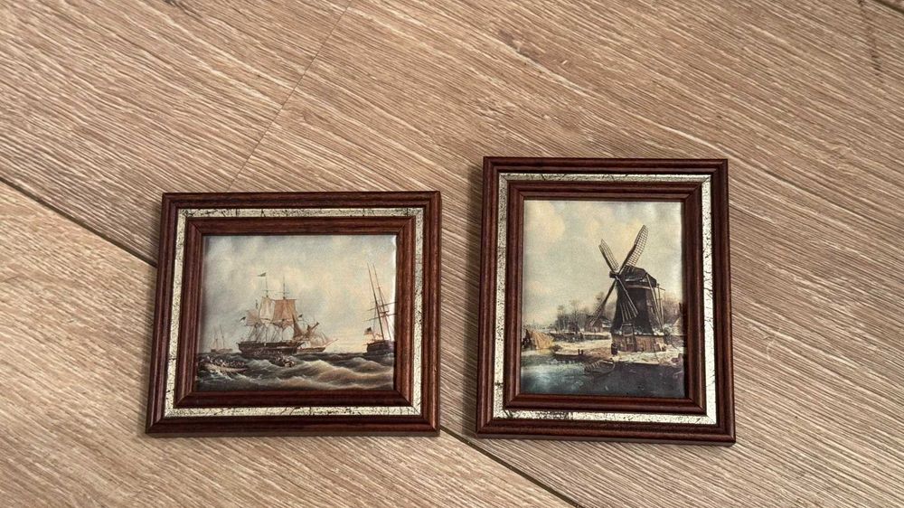 Комплект малки картини, коприна– 11см/ 9.5см