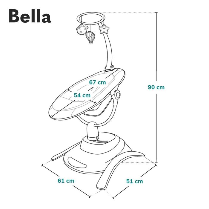 Lionelo Bella Electric Baby Rocker 360°, pana la 9 kg