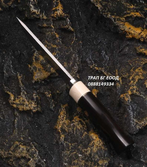 Ловен нож DMK-26  Дамаскова стомана, VG10 и Абанос ест. Кожа Loven noj