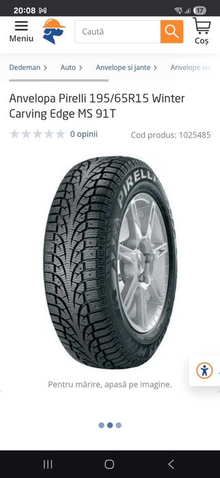 4 Anvelope IARNA Pirelli WINTER CARVING EDGE 195/65 R15 91 T