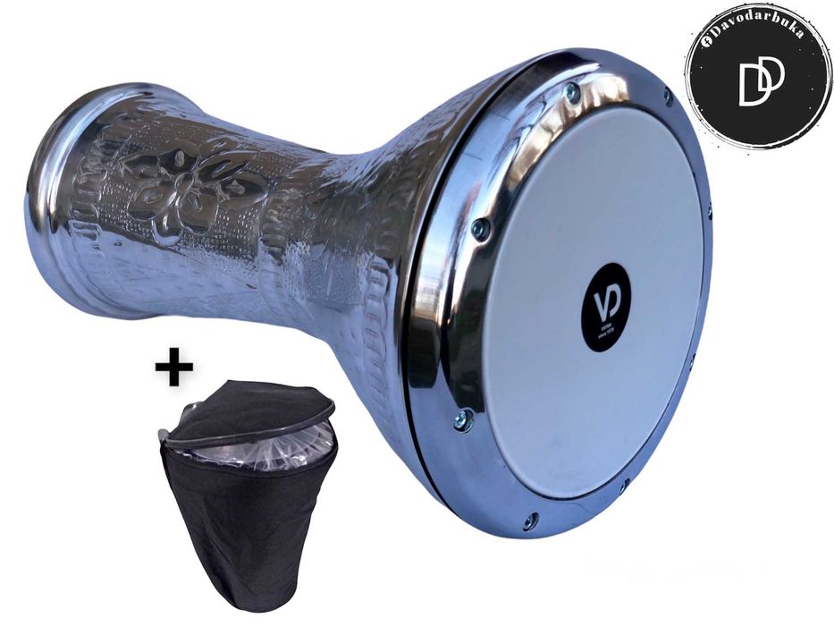 Професионална блестяща гравирана тарамбука Vatan с калъф 46х29см