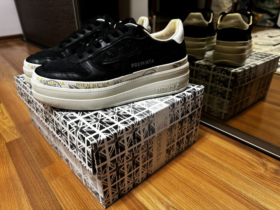 Sneakers femei Premiata micol negri din piele nr.36