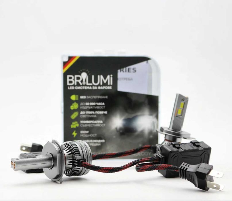 LED крушки за фарове BRILUMI ZENITH,CANBUS, H4, 200W, 6000K