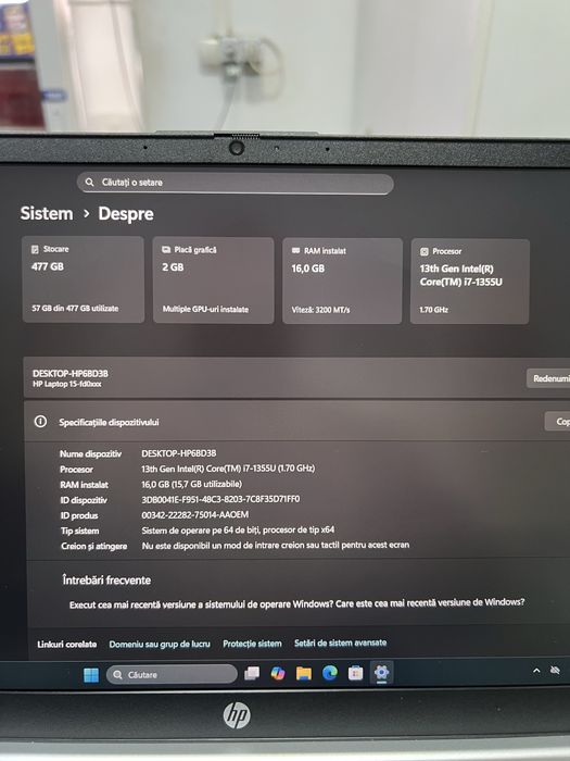 Laptop HP 15.6 FullHD IPS-i7-1355U 24 Gb Ram, 512 SSD NVidia MX570A