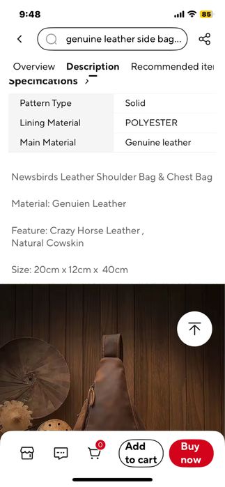 Кожена Чанта Унисекс Нова 20/12/40 см.