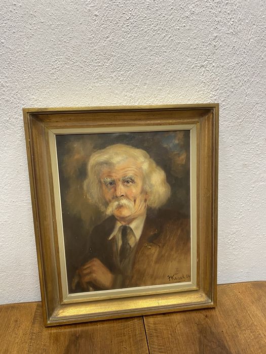 Стара френска картина портрет маслена картина платно