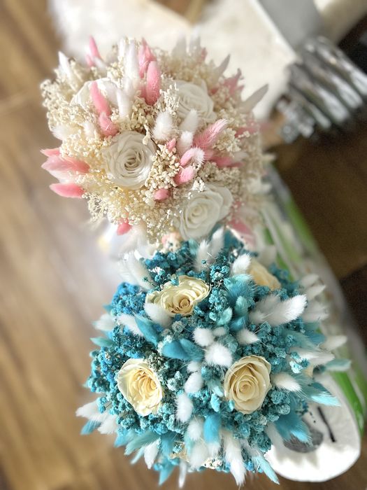 Buchet nunta si cununie din trandafiri naturali criogenati