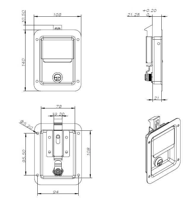 Замок врезной клавишный