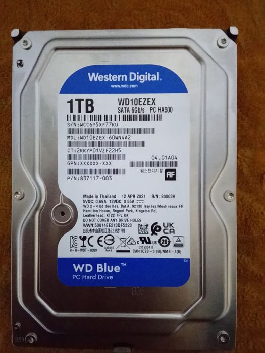 HDD WD 1 TB yangi sastayana