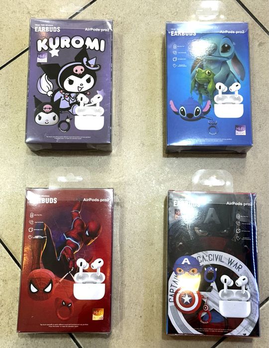 Стич слушалки безжични/Stich earphones/Куроми,Спайдърмен слушалки