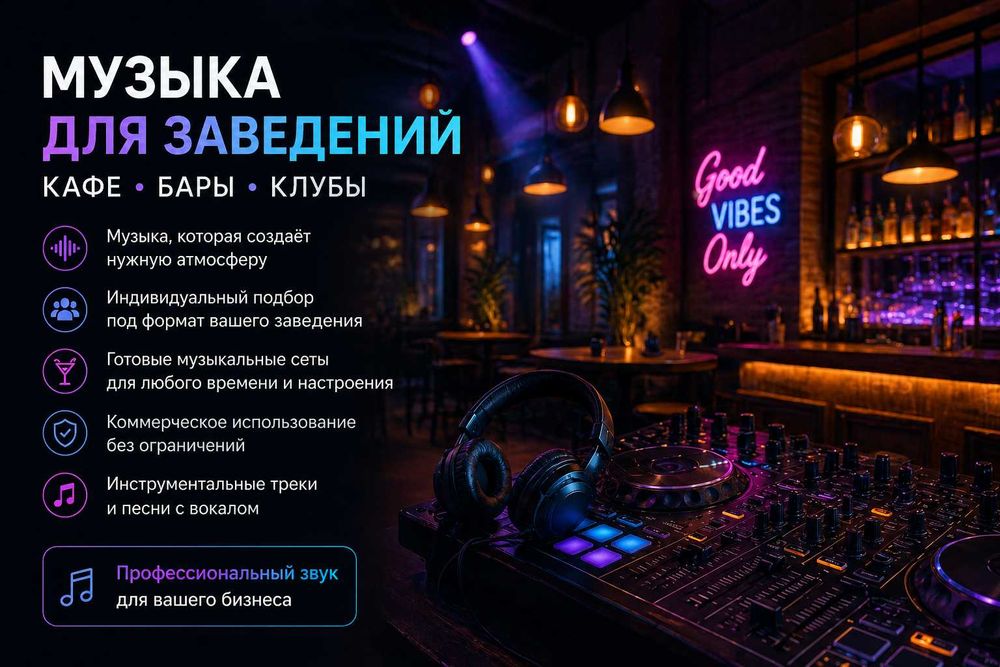Музыка ИИ, для заведений , баров и ресторанов