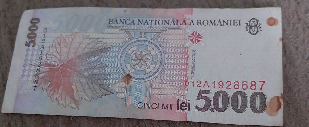 Vând bancnota 5000lei din 1998