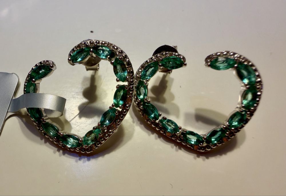 Сребърни обеци 925 с ИЗУМРУДИ