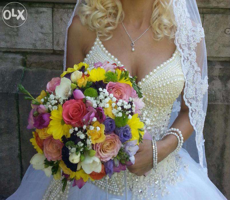 Rochie mireasa perle-BONUS minirochita GRATIScostum mire Toate la 1499
