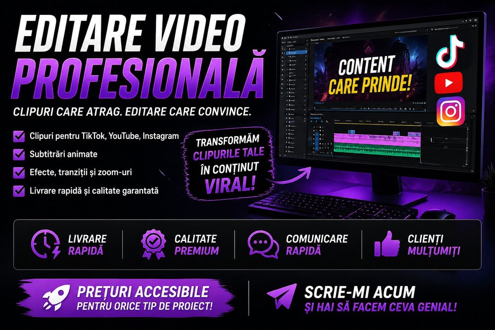 Editare Video pentru YouTube, TikTok și Instagram