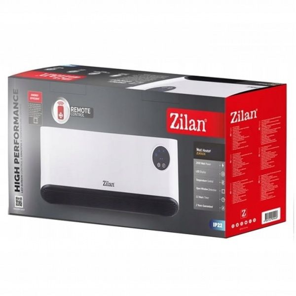Aeroterma perete Zilan,Alba, putere 2200W, ecran LED, detector de fere