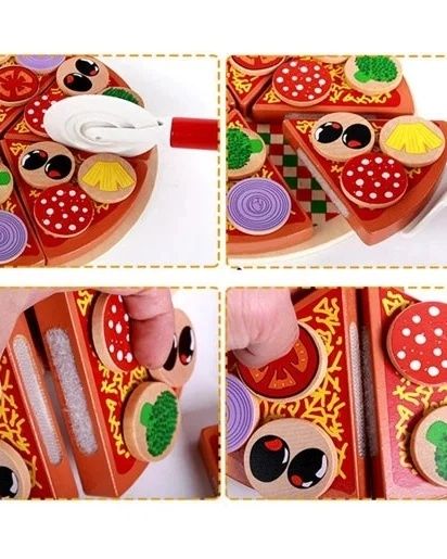 Деревянная пицца на липучках