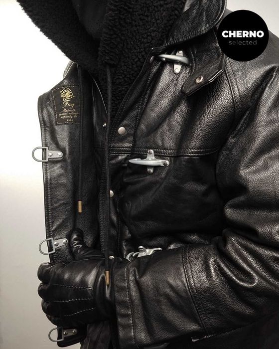 FAY рядко винтидж кожено яке тип firefighter / peacoat – L