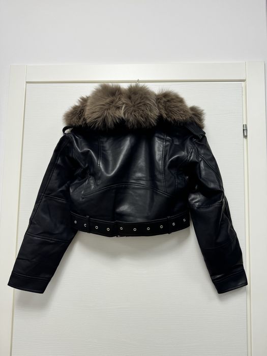 Geaca din piele si blana naturala de vulpe, marimea s, noua