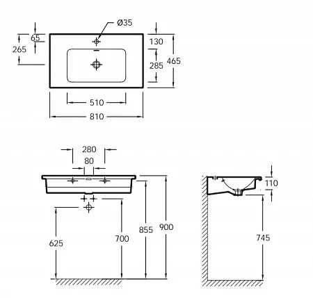 Мивка за шкаф 81×46.5 см с преливник – Jacob Delafon VOX