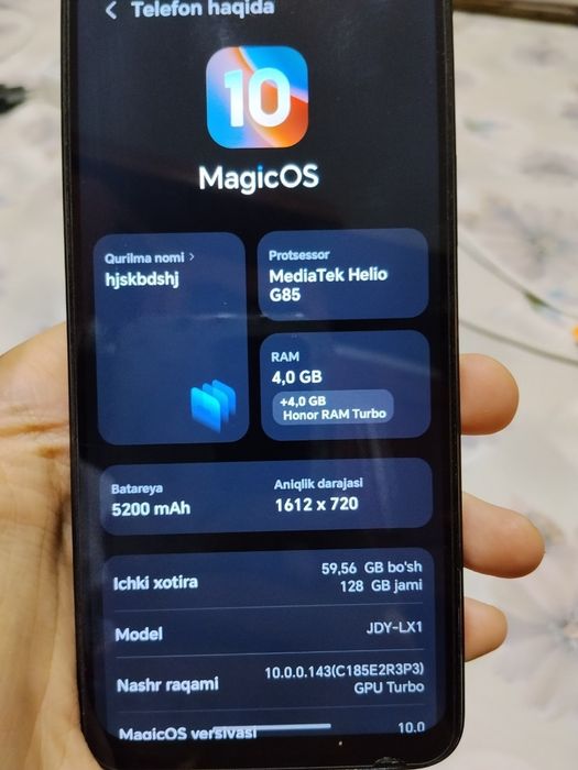 Honor x6b full karobka-dokument, zaryadchik hammasi bor
