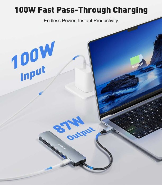 Мултифункционален USB-C Адаптер 3-в-1 UANTIN – 4K HDMI, USB 3.0