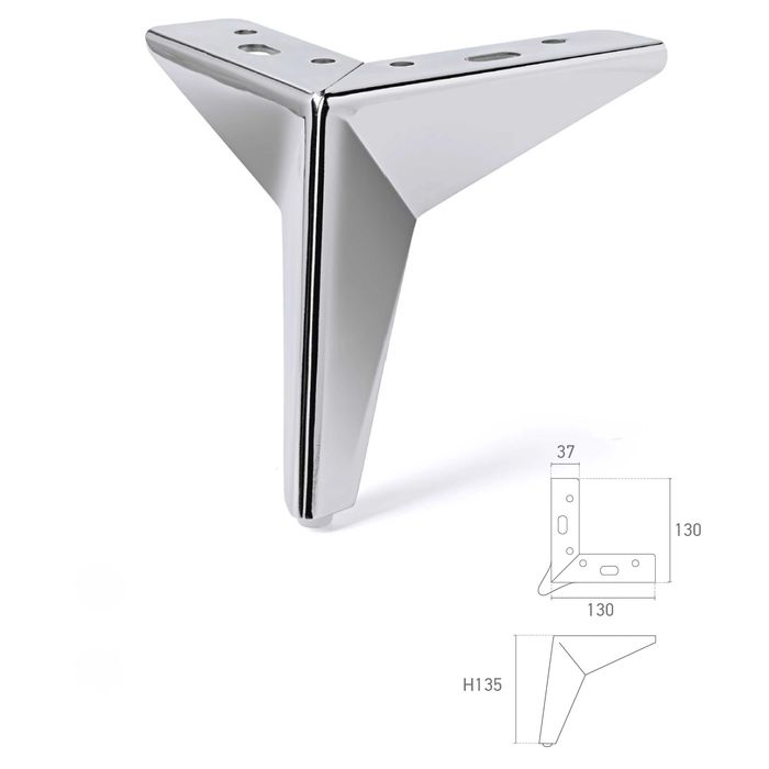 Метален крак за мебели Jarama H135 mm, хром, черен мат, черен гланц