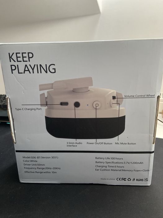 G06 nubwo wireless/wired headset (with cables)