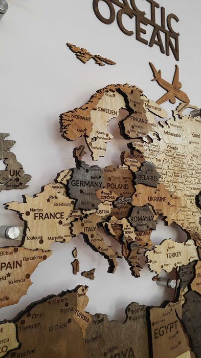 3D Yog‘och Dunyo Xaritalari, 3d karta mira, 3д карта мира