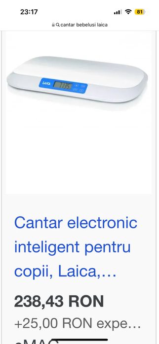 Cantar pentru bebelusi - laica PS 7030 - cantar inteligent smart