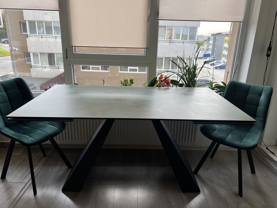 Masa extensibila Ceramica verde/negru mat L160-240 cm