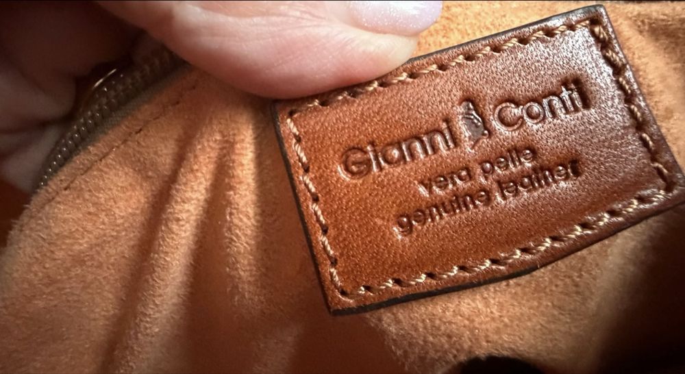 Geantă de mână, piele naturala, de bovină, bej,  Gianni Conti