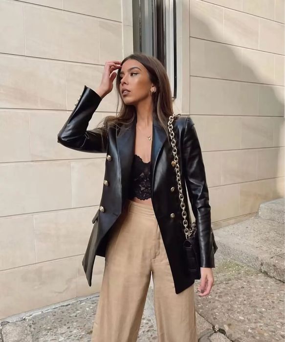 Пиджак из эко-кожи бренда ZARA