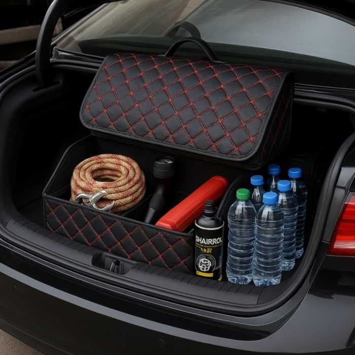 LUX кожен органайзер Automat, Сгъваем, Червен шев, Различни размери