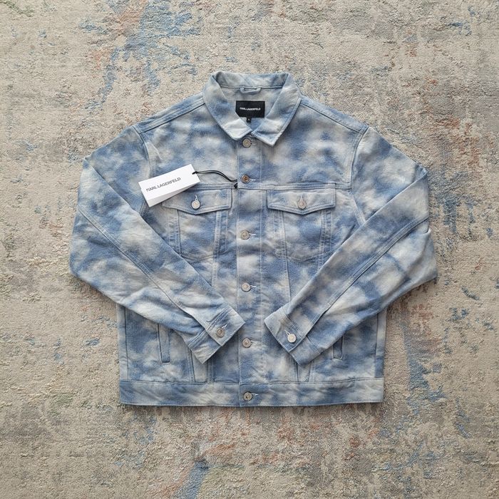 Geacă de Blugi Bărbati Karl Lagerfeld – Tie-Dye Blue, Mărimea S (Nouă cu Etichetă)