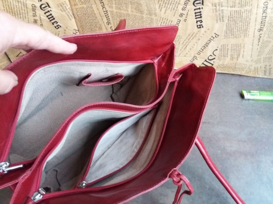 дамска червена чанта,кожена-естествена кожа