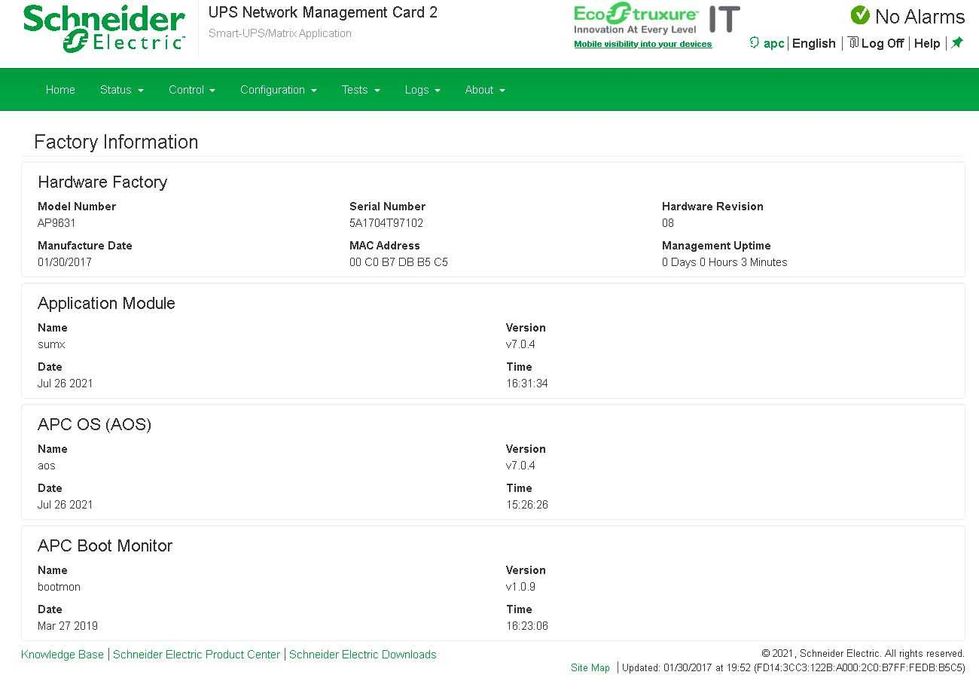NEW, AP9631 APC Placa de gestionare a reţelei, monitorizarea mediului