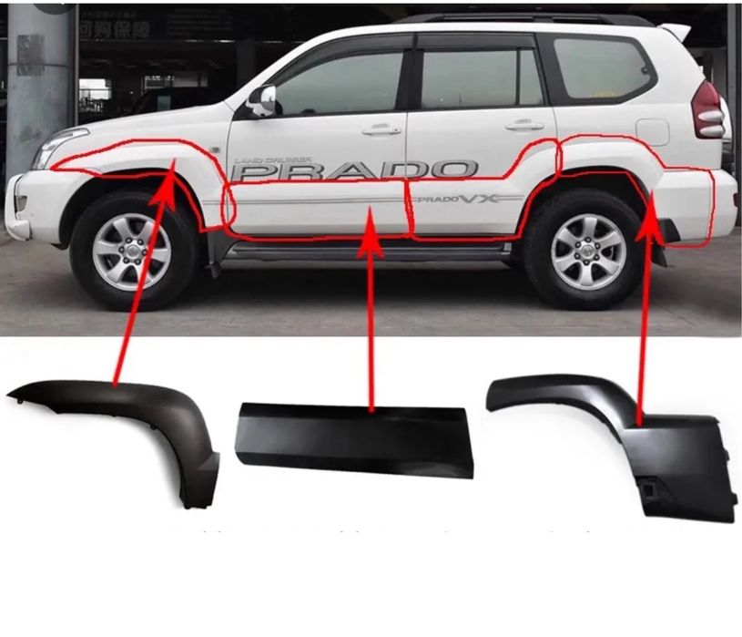 Молдинги прадо 120 на двери на крылья стекольные уплотнители gx 470