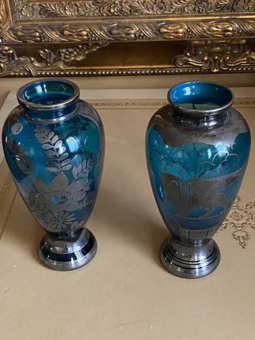 Elegant set 2 vaze Studio Art Murano-argint 925-Italia