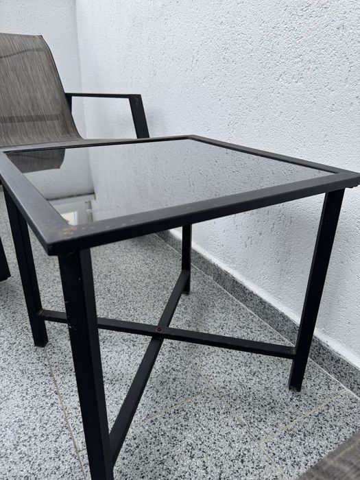 Set balcon masa + 2 scaune metal
