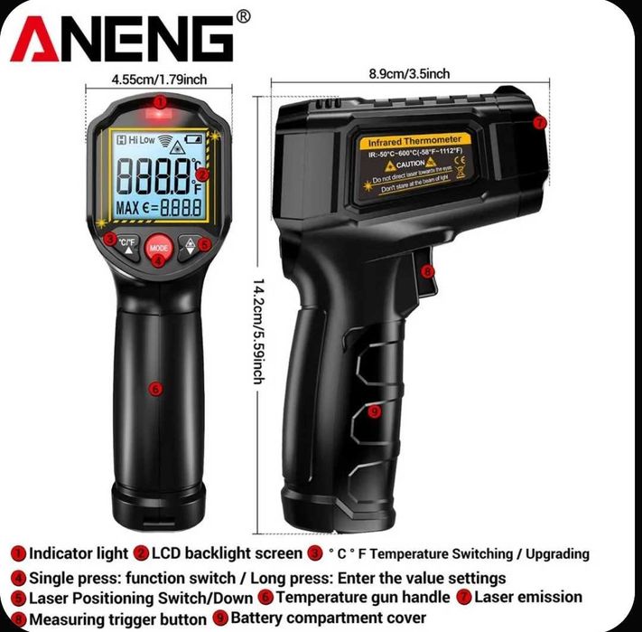 Инфракрасный термометр пирометр ANENG TH202