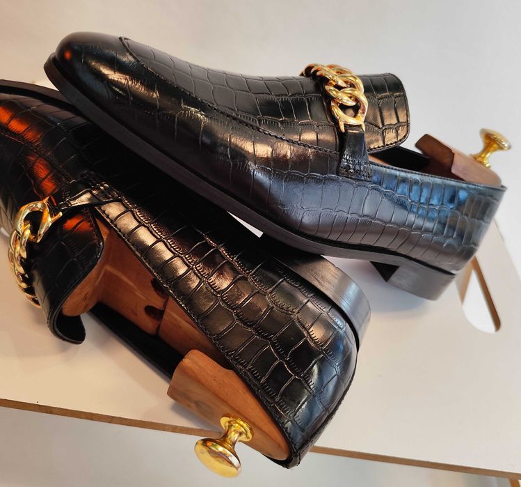 Pantofi loafer bit 41 oremium ZIGN NOI piele naturala embosata bit model lant