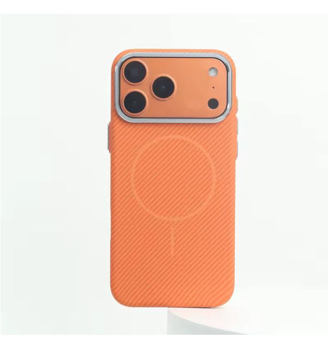 Husa Plastic Cabon Slim 0.2MM Neagra/Portocalie Iphone 17 PRO MAX AIR