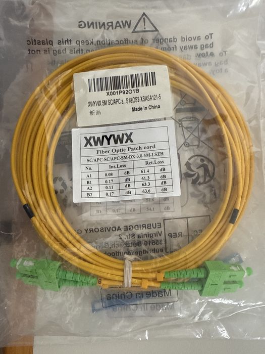 Cablu patch fibră optică 5m OM2 SX DX LSZH 3.0mm,duplex,LC FC SC ST