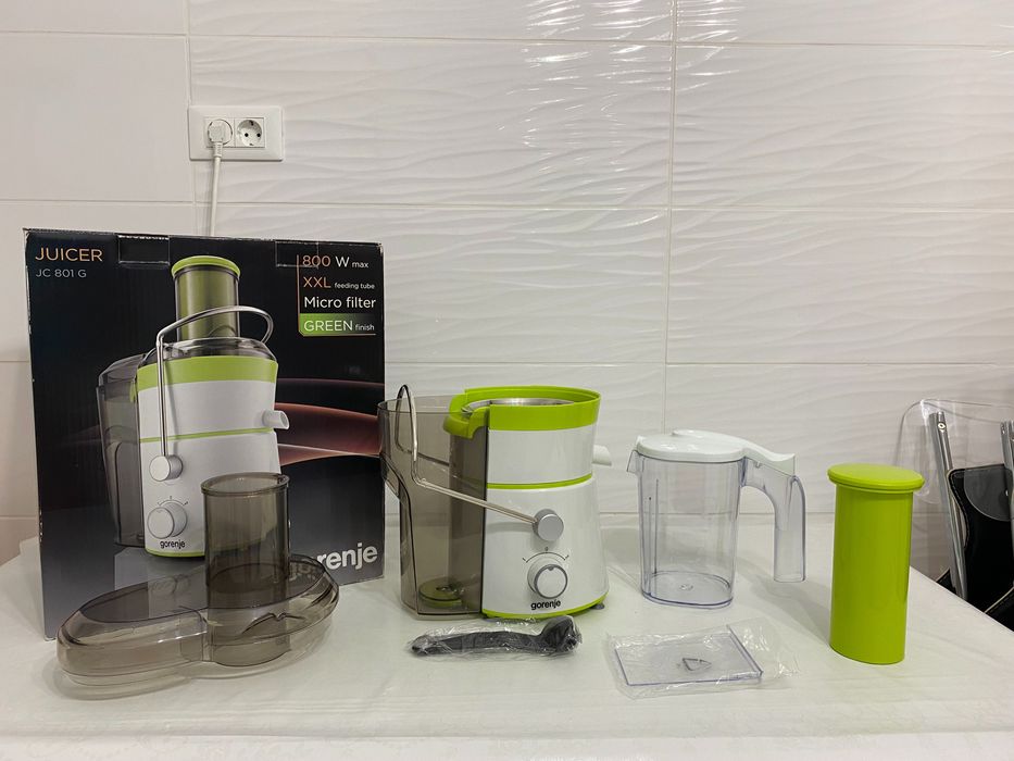 Storcator de fructe si legume Gorenje JC801G, Alb/Verde/Inox (NOU)