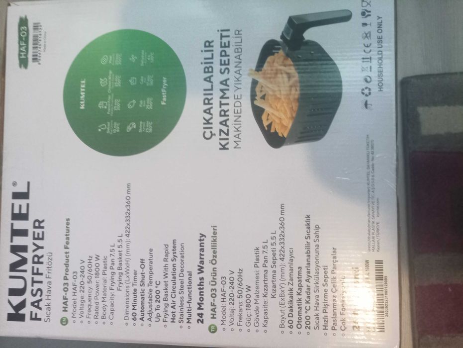 AirFryer Kumtel HAF-03 /8.5L 1800W /up to 200 degrees /60min.time