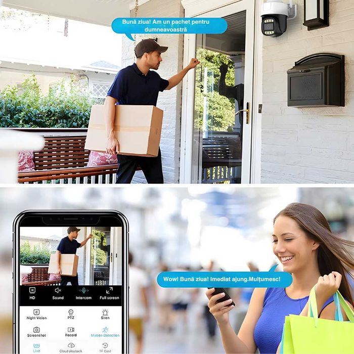 Camera de Supraveghere 4K Exterior/Interior,Wi-Fi 2.4Ghz si 5Ghz,360°