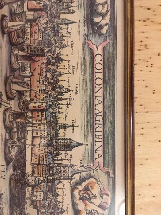 tablou Colonia Agripina Teutsch Köln Germania harta gravura veche