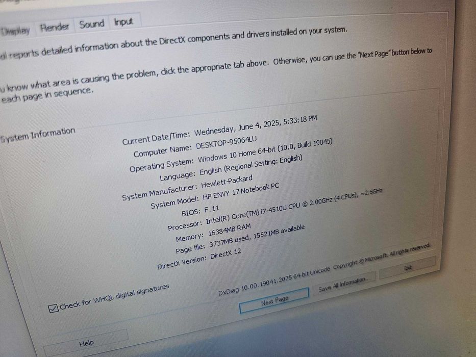 Laptop gaming HP Envy "17 inch i7-4510u 16gb ram GTX850 4gb GDDR5