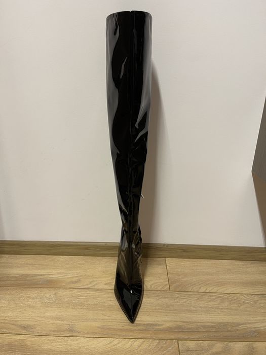 Vand cizme negre piele naturala lacuita